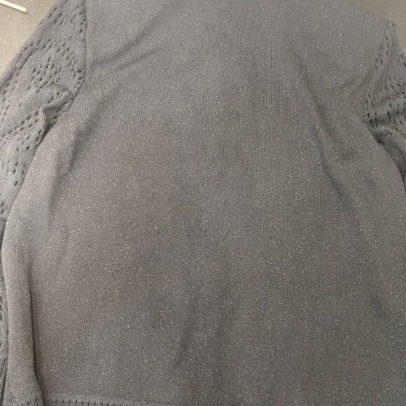 ELEGANT LUXURY METALLIC BLACK OPEN KNIT ST JOHN COUTURE EVE BLACK KNIT JACKET XL - Picture 4 of 5